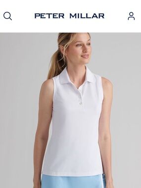 Peter Millar Women's Banded Sport Mesh Sleeveless Button Polo - NWT